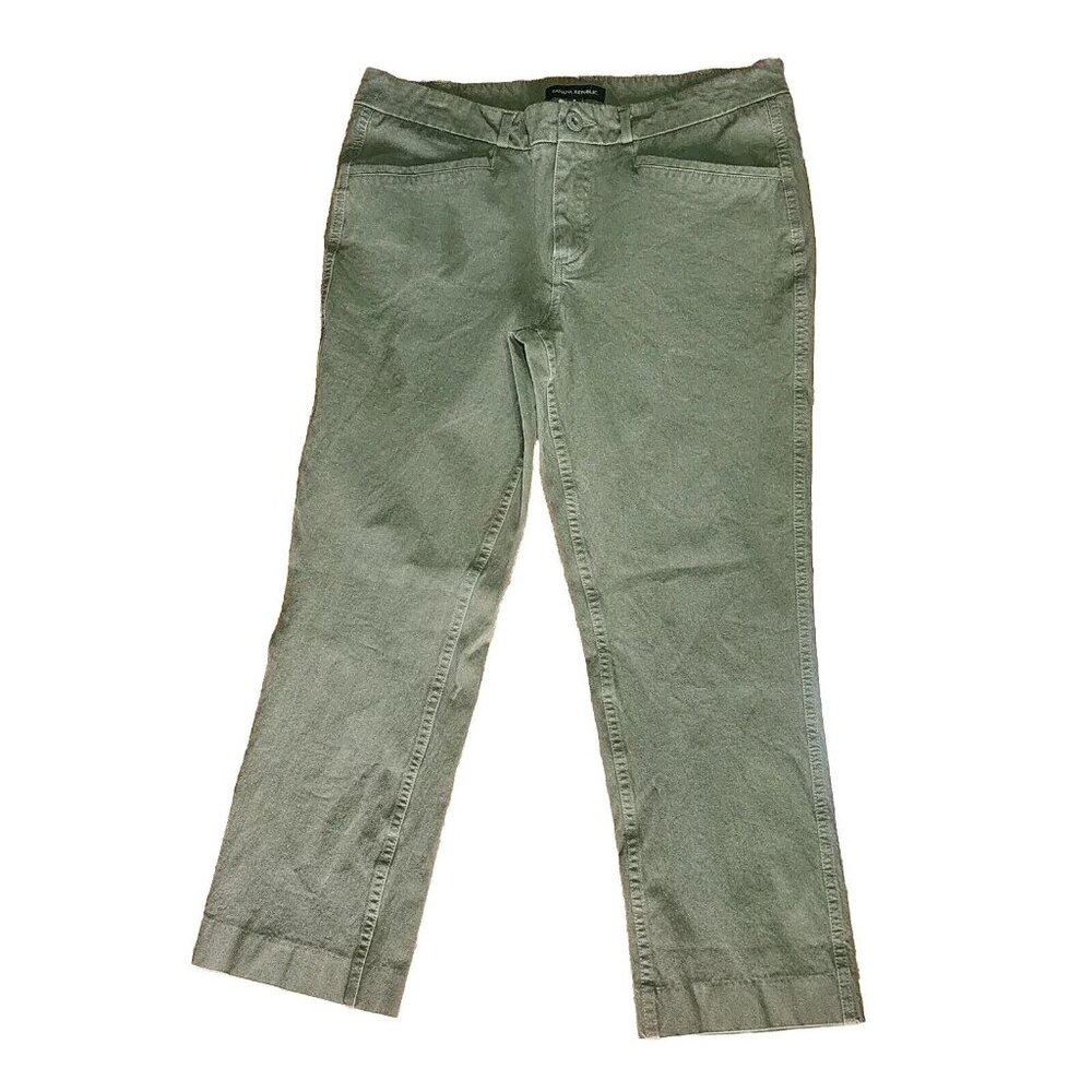 Banana Republic Pants Womens Size 8 Solid All Green Crop with Pockets